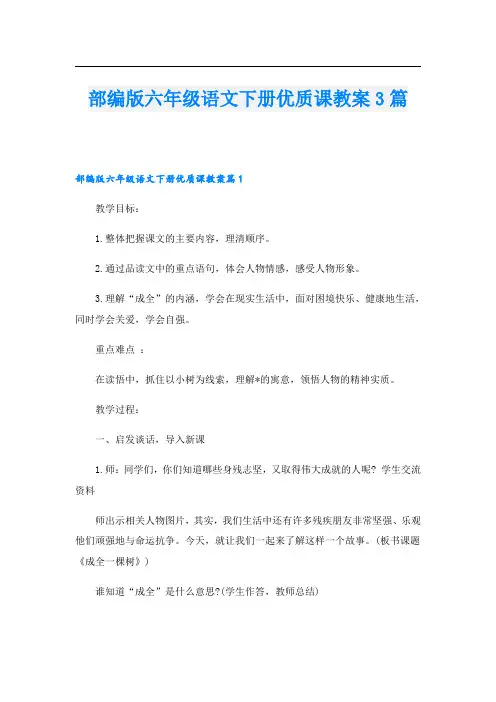 部编版六年级语文下册优质课教案3篇