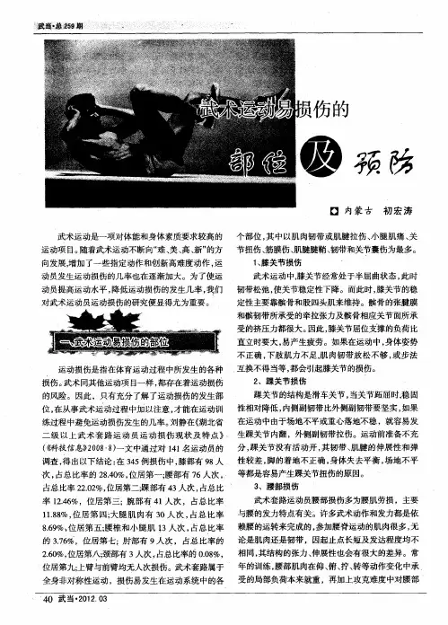 武术运动易损伤的部位及预防