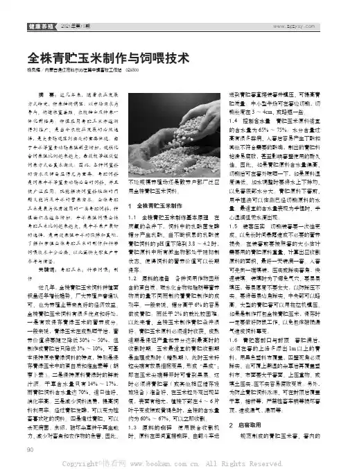 全株青贮玉米制作与饲喂技术