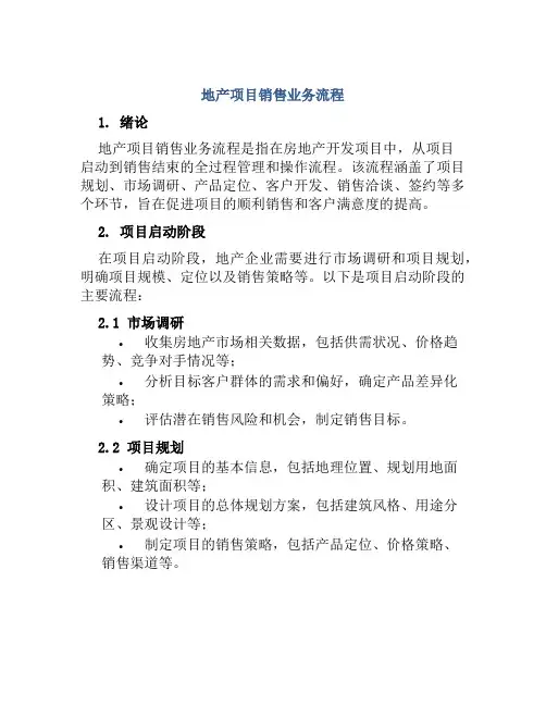 地产项目销售业务流程