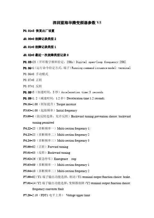 深圳蓝海华腾变频器参数V5
