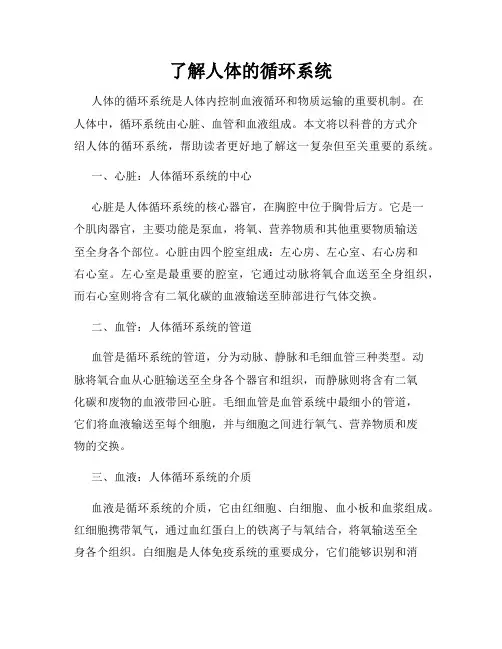 了解人体的循环系统