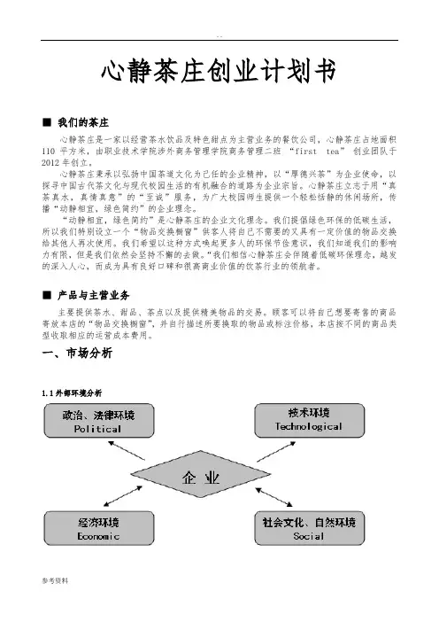 心静茶庄项目创业计划书