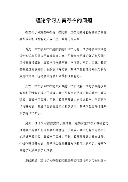 理论学习方面存在的问题