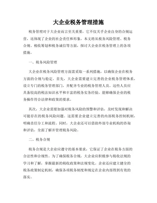 大企业税务管理措施
