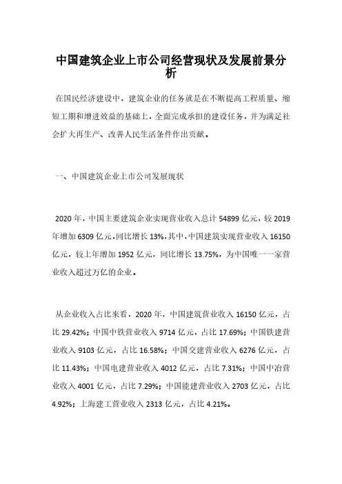 中国建筑企业上市公司经营现状及发展前景分析