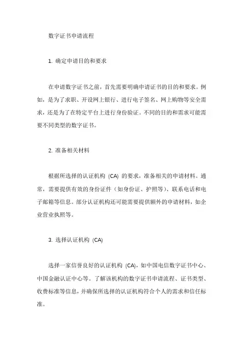 数字证书申请流程
