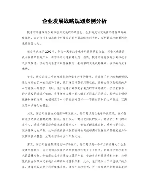 企业发展战略规划案例分析
