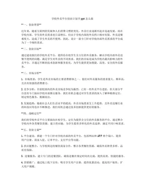 学校外卖平台创业计划书ppt怎么做