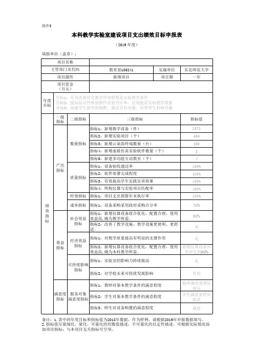 绩效目标申报表