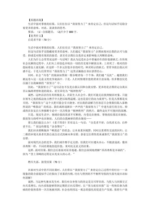 2024年上海市高三语文一模考场高分作文选