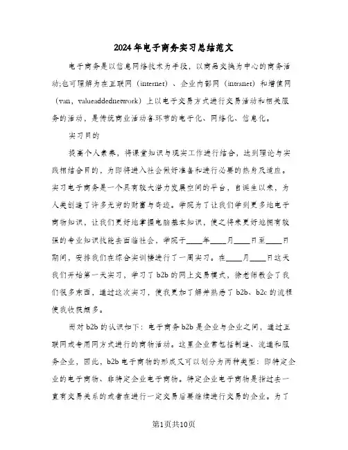 2024年电子商务实习总结范文(5篇)