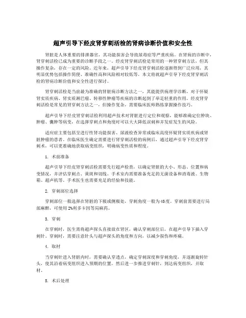 超声引导下经皮肾穿刺活检的肾病诊断价值和安全性