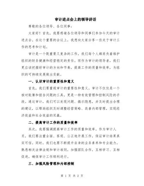 审计进点会上的领导讲话