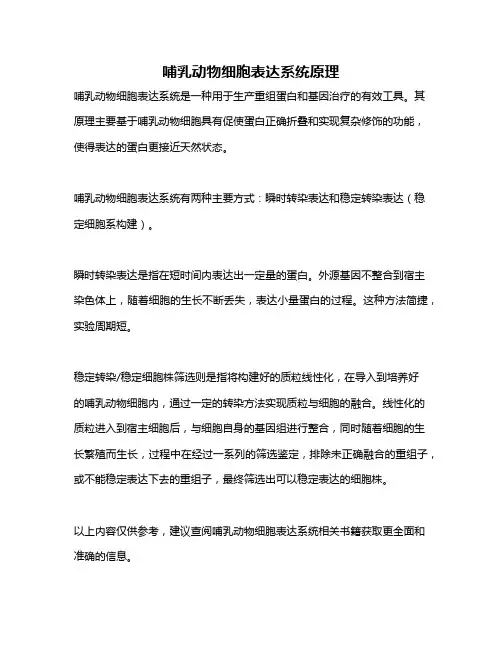 哺乳动物细胞表达系统原理