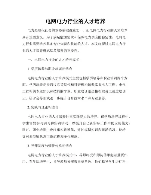 电网电力行业的人才培养