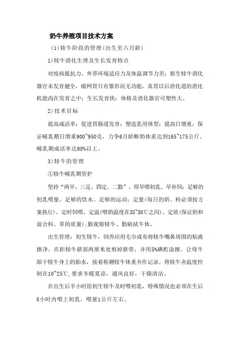 奶牛养殖项目技术方案 