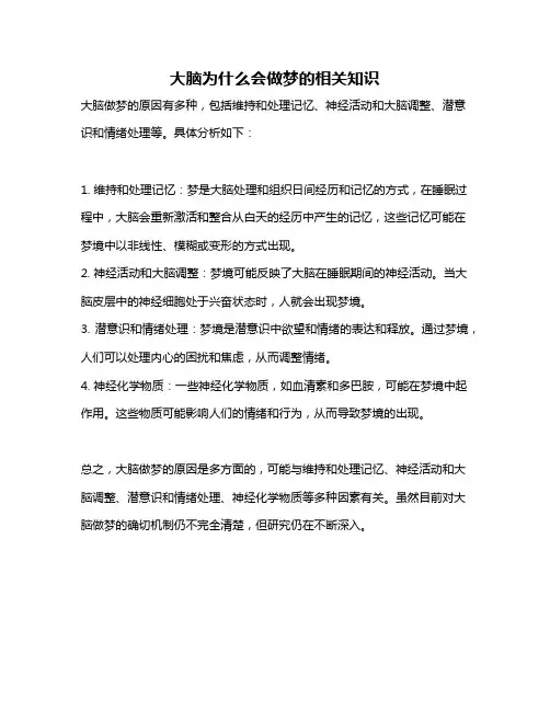 大脑为什么会做梦的相关知识