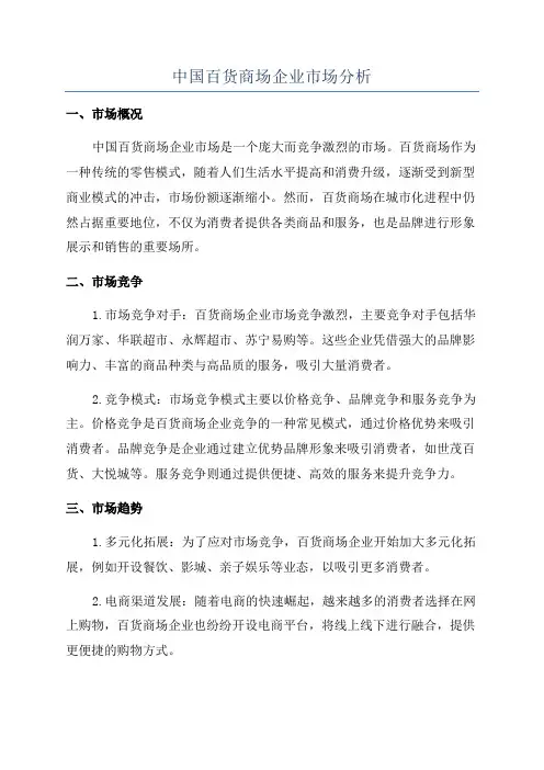 中国百货商场企业市场分析