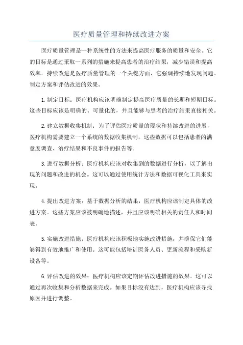 医疗质量管理和持续改进方案