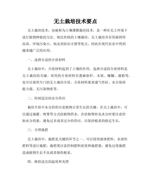 无土栽培技术要点
