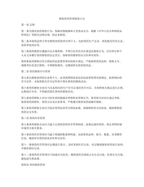 销售兽药管理制度大全