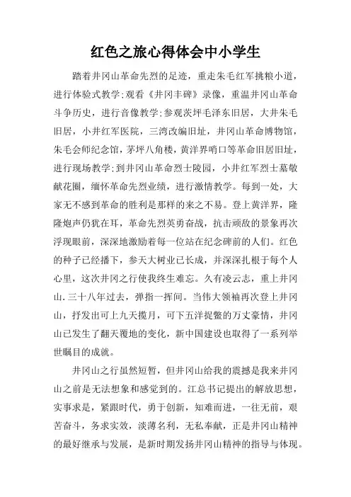 红色之旅心得体会中小学生