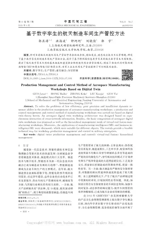 基于数字孪生的航天制造车间生产管控方法