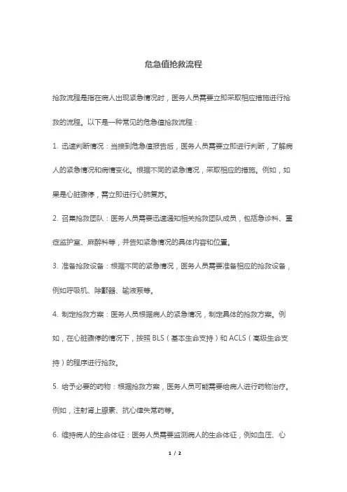 危急值抢救流程