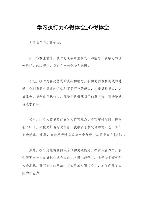 学习执行力心得体会_心得体会