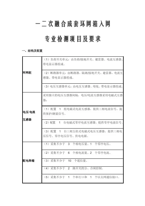 一二次融合成套环网箱入网检测项目