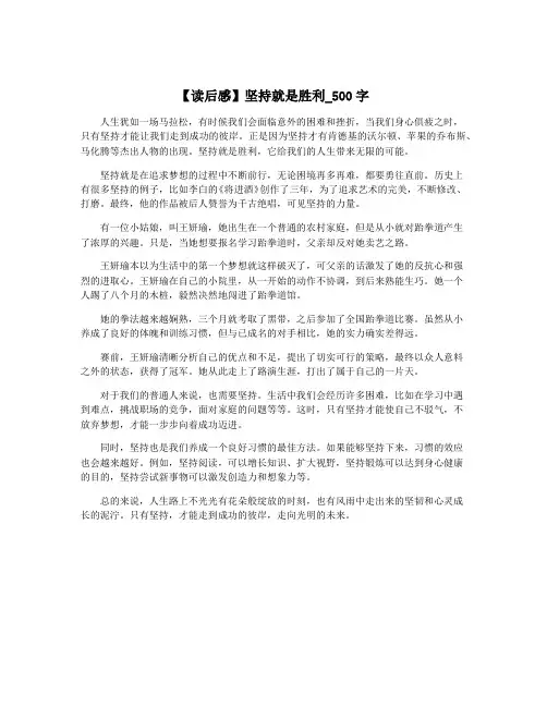 【读后感】坚持就是胜利_500字