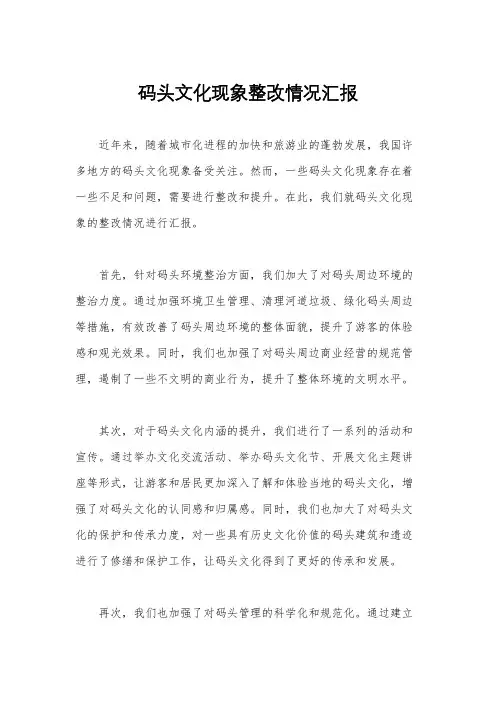码头文化现象整改情况汇报