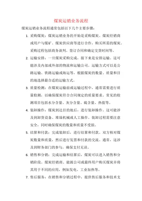 煤炭运销业务流程