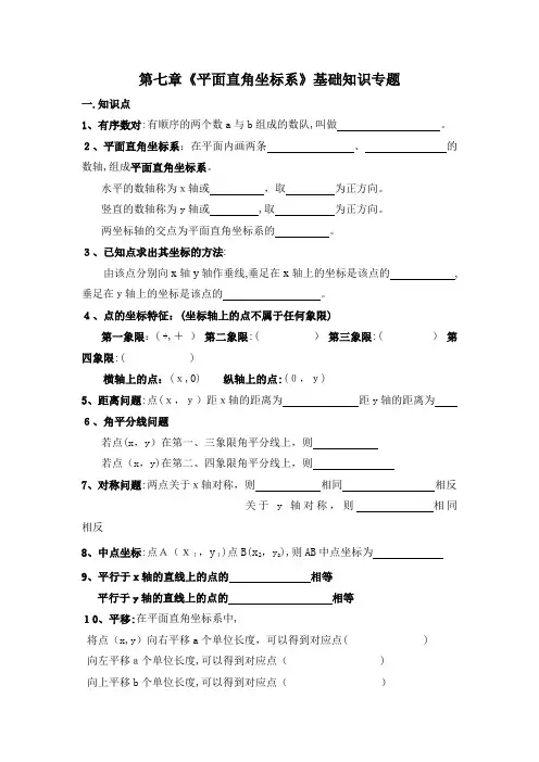 《平面直角坐标系》基础知识专题