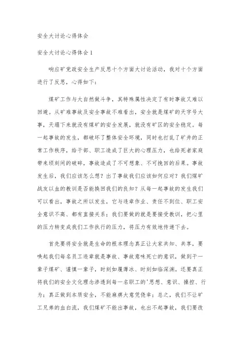 安全大讨论心得体会