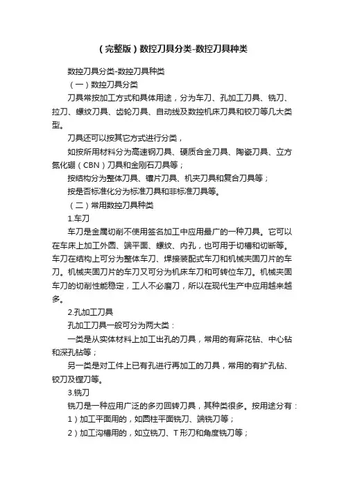 （完整版）数控刀具分类-数控刀具种类