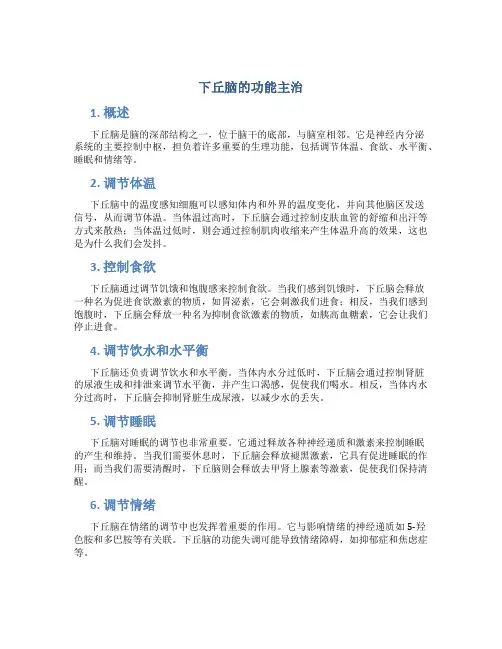 下丘脑的功能主治