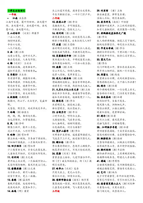 1-6年级小学生128首必背+80首扩展古诗-排版打印版