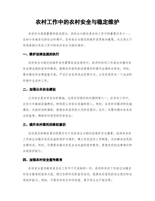 农村工作中的农村安全与稳定维护