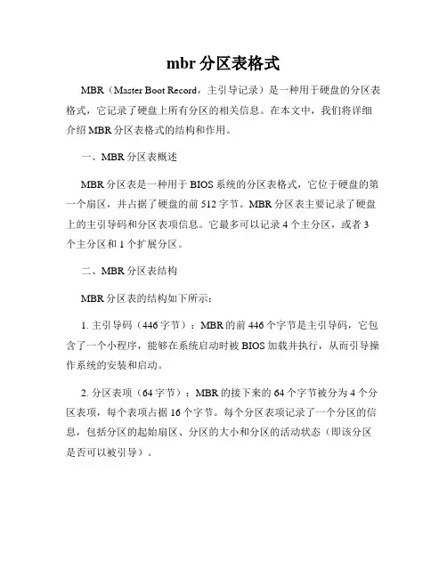 mbr分区表格式