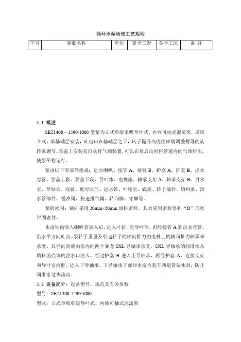 循环水泵检修工艺规程