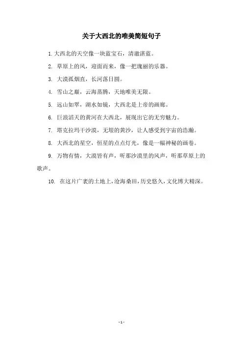 关于大西北的唯美简短句子