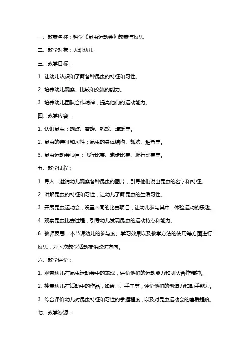 科学《昆虫运动会》教案与反思