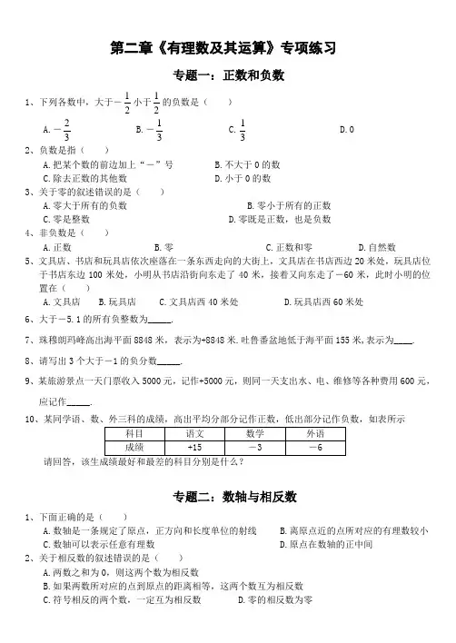 第二章《有理数及其运算》专项练习共7个专题(含答案)