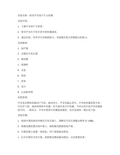 初中高考物理实验报告