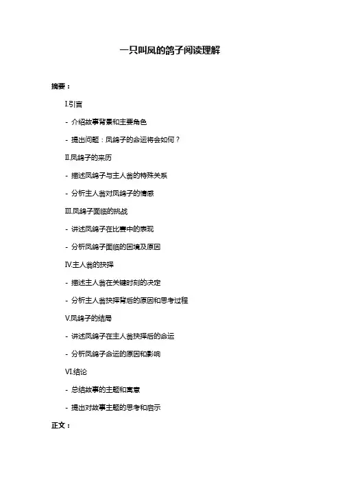 一只叫凤的鸽子阅读理解