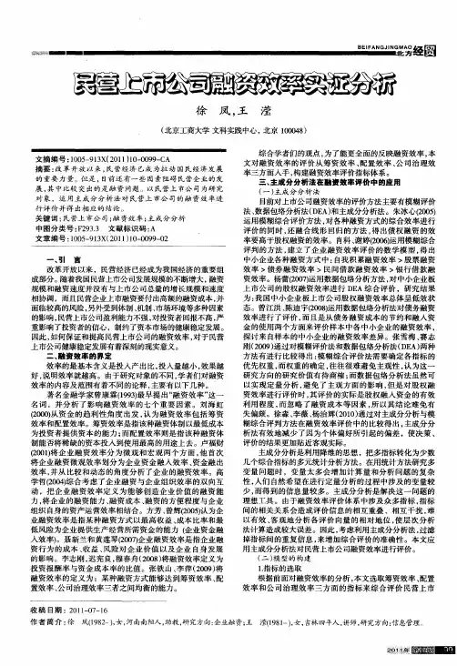 民营上市公司融资效率实证分析
