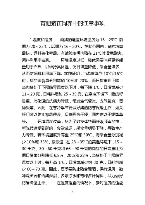 育肥猪在饲养中的注意事项