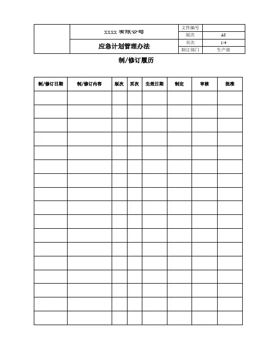 应急计划管理办法